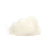 Back view of white cloud stuffed toy shown on a white background.
