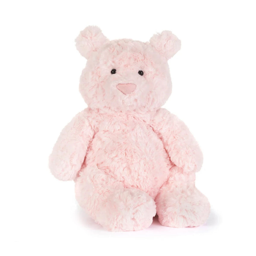 pink stuffed bear plush toy on white background