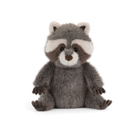 Plush raccoon toy on a white background.