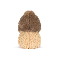 Back view of stuffed peanut with fuzzy hat  shown on a white background.