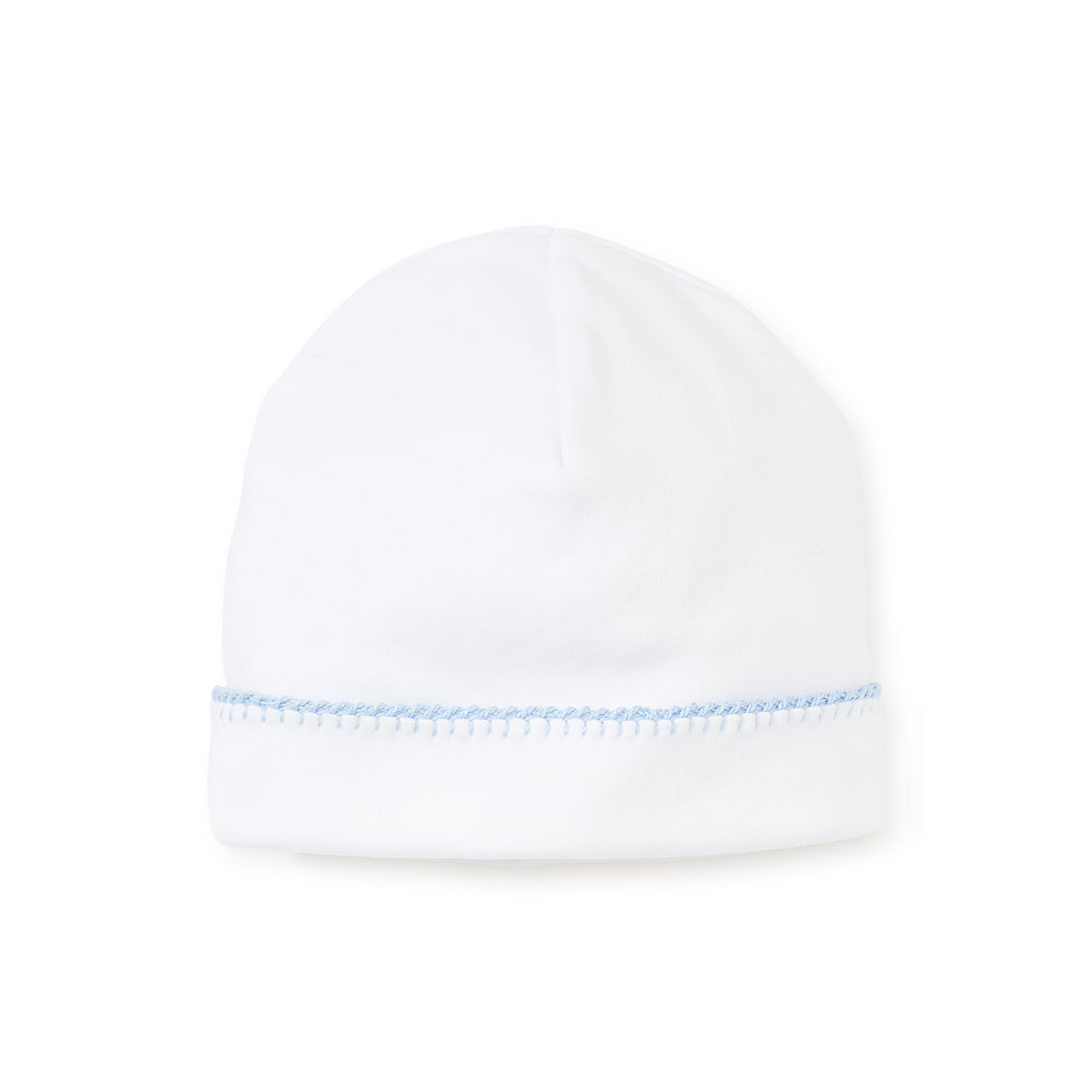 Classic Newborn Hat with Blue Trim