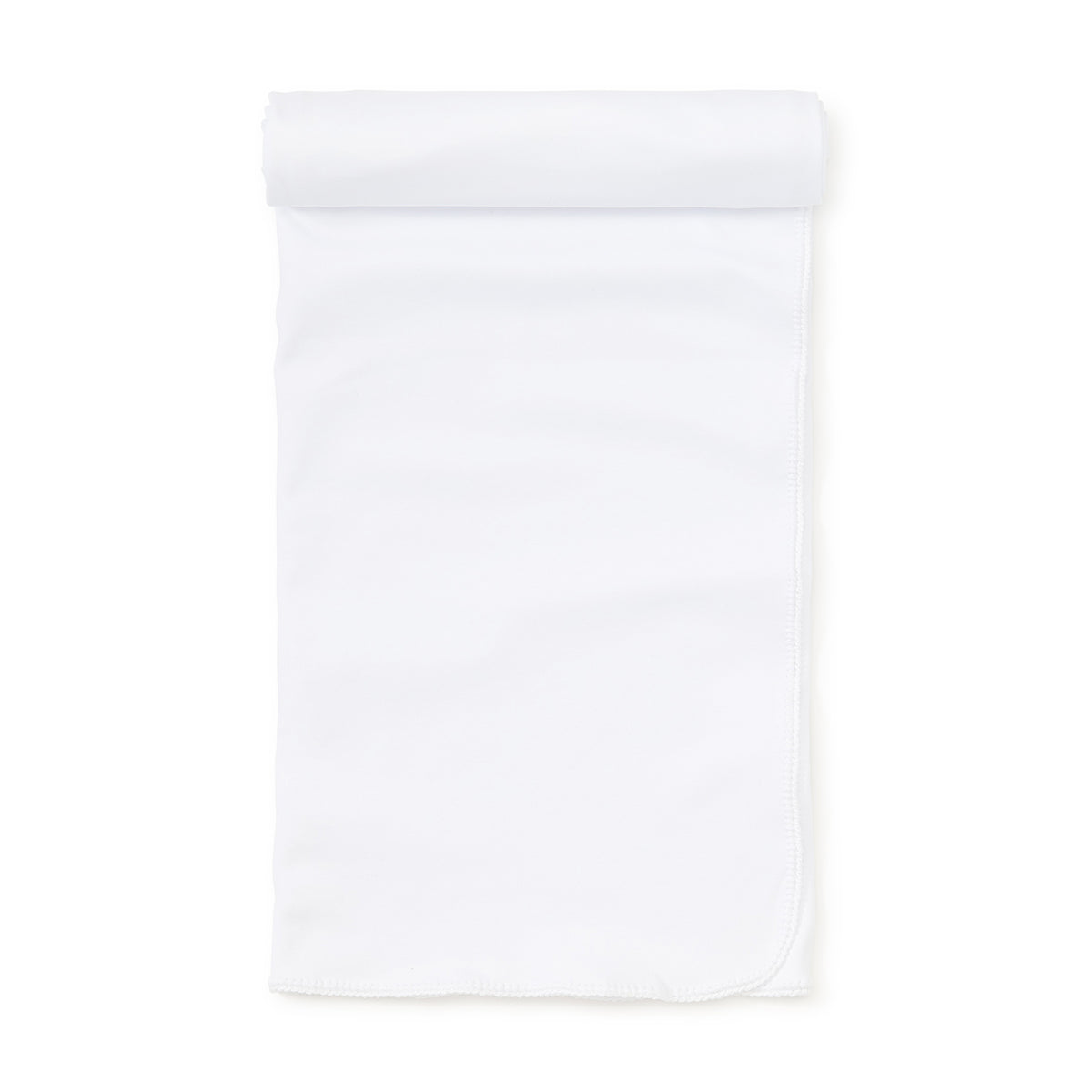White receiving blanket on a white background.