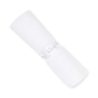 Rolled white blanket with ribbon  on a white background.