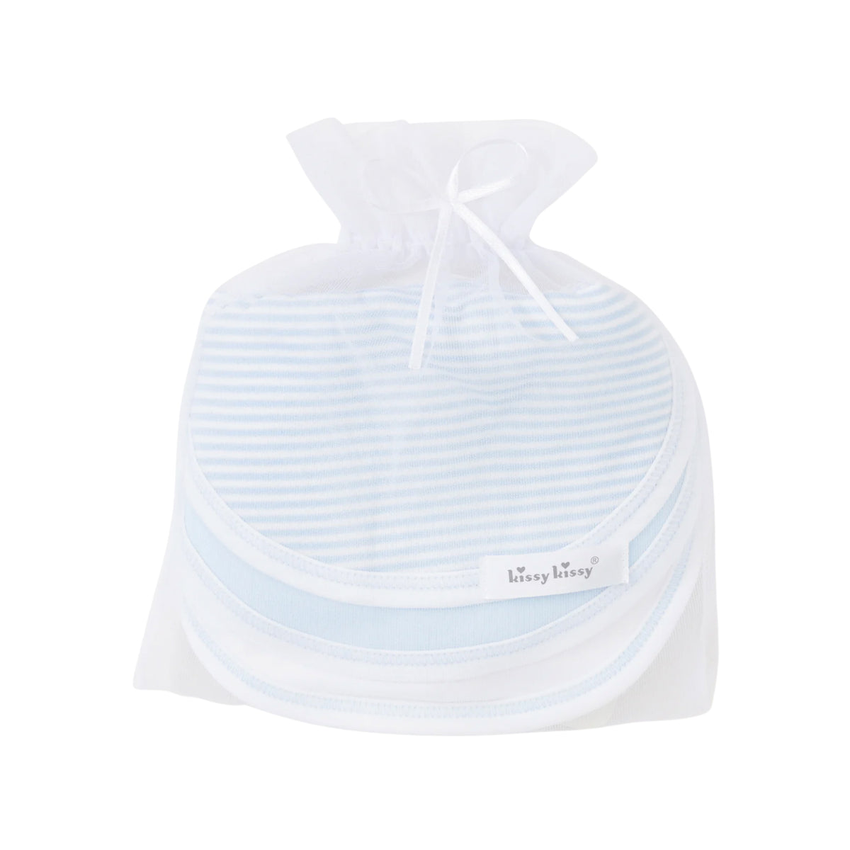 Set of 3 Bibs in Light Blue Stripe