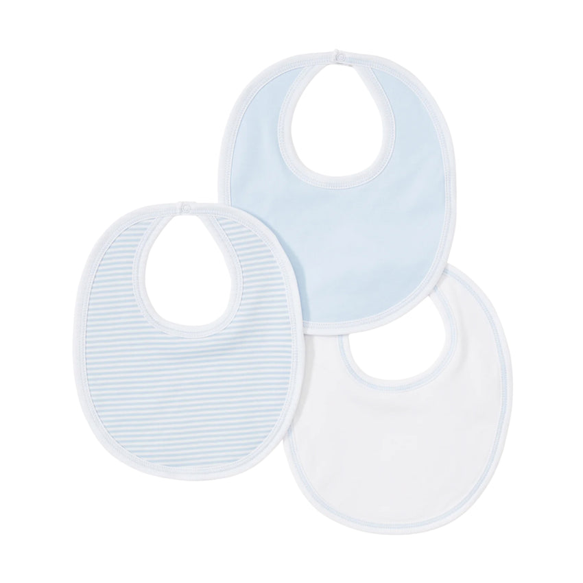 Set of 3 Bibs in Light Blue Stripe