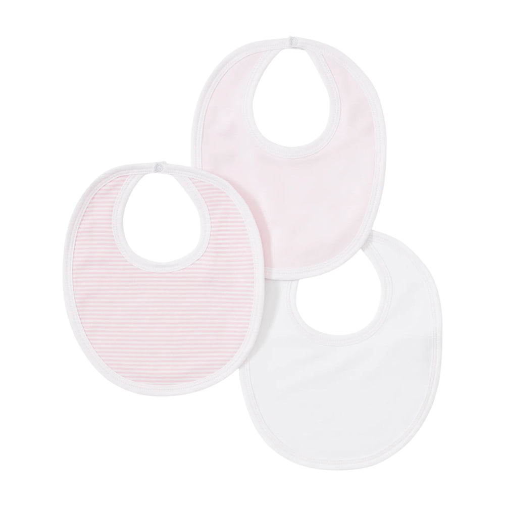 Set of 3 Bibs in Pink Stripe