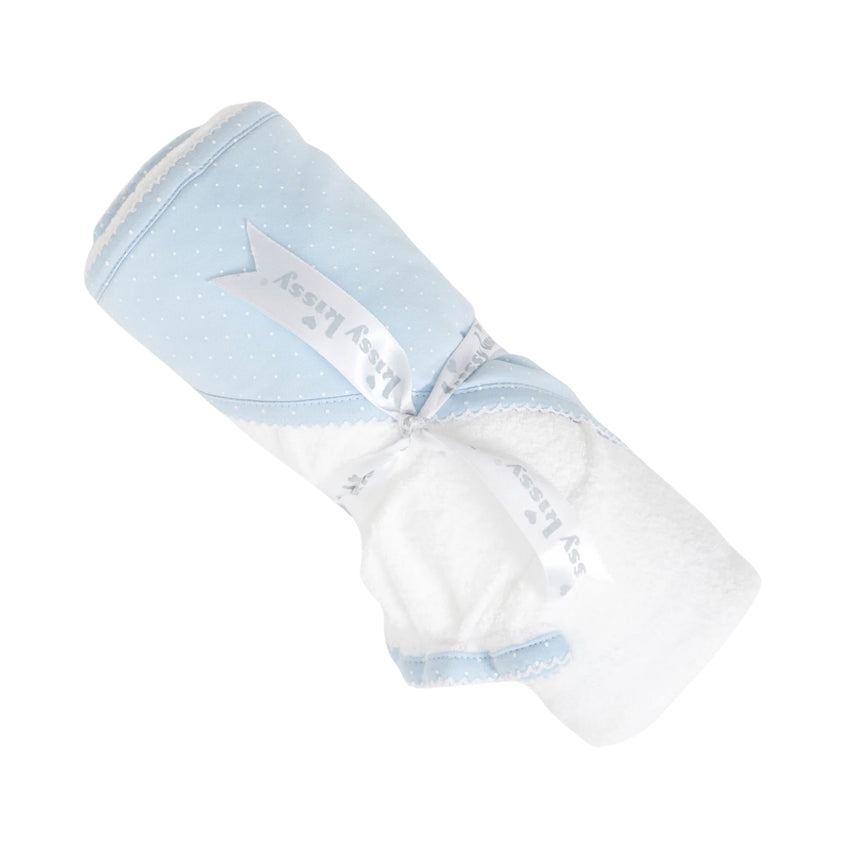 Light Blue with White Dots Towel with Mitt