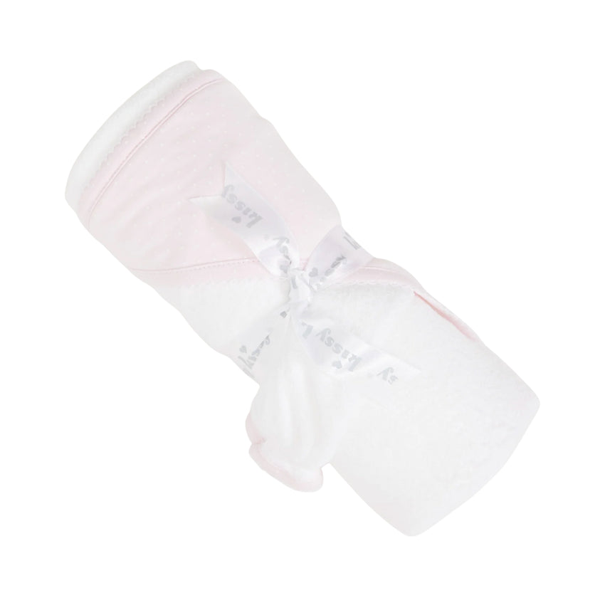 Pink with White Dots Towel with Mitt