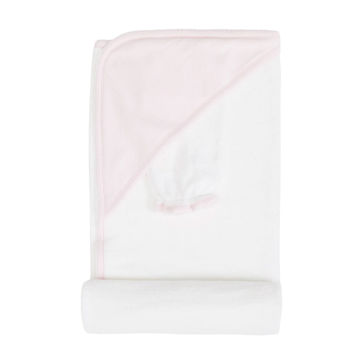 Pink with White Dots Towel with Mitt
