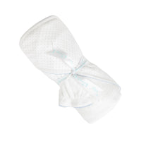 White with Light Blue Dots Towel with Mitt