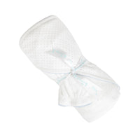 White with Light Blue Dots Towel with Mitt