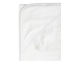 White with Light Blue Dots Towel with Mitt