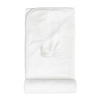 White with Light Blue Dots Towel with Mitt