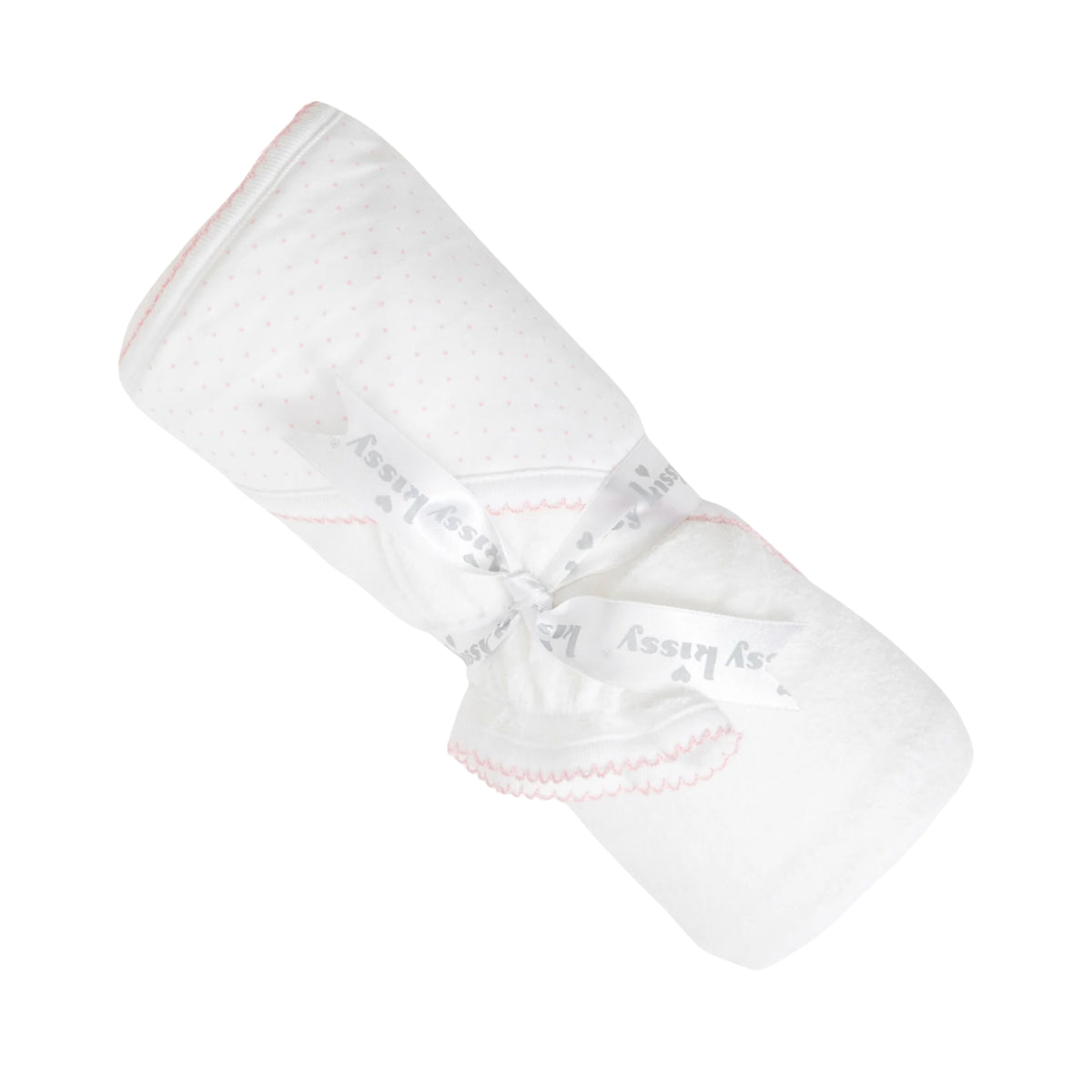 White with Pink Dots Towel with Mitt