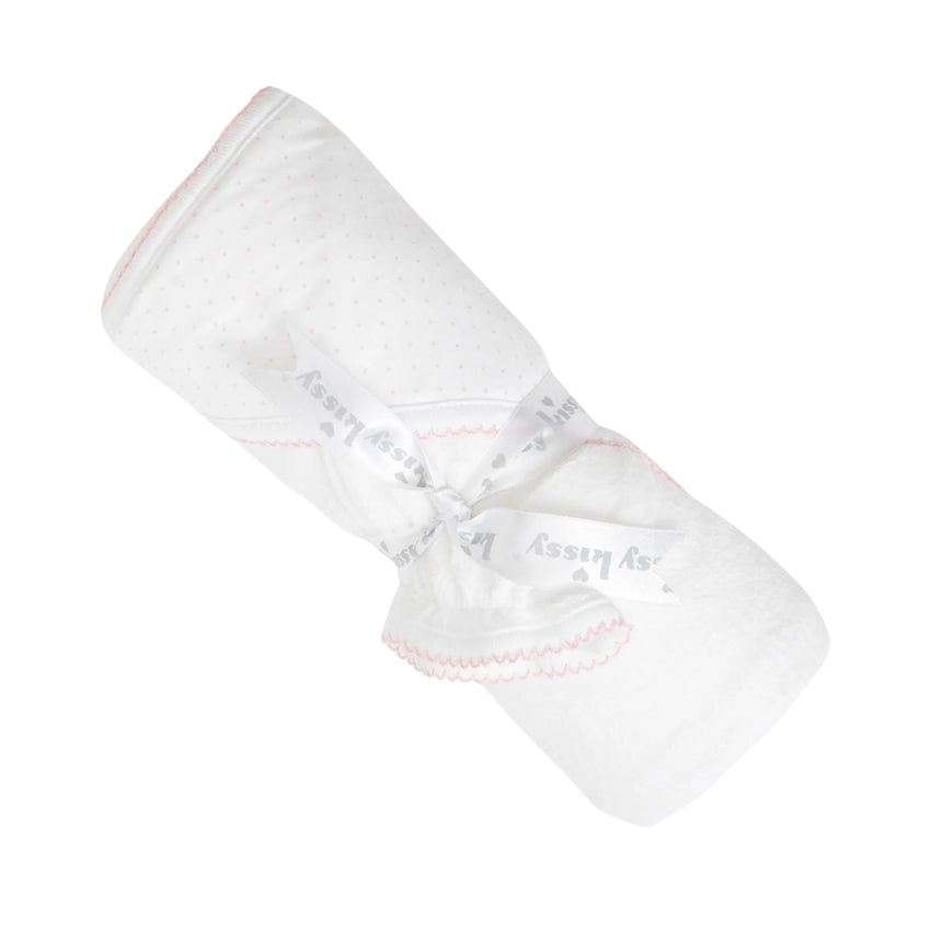 White with Pink Dots Towel with Mitt