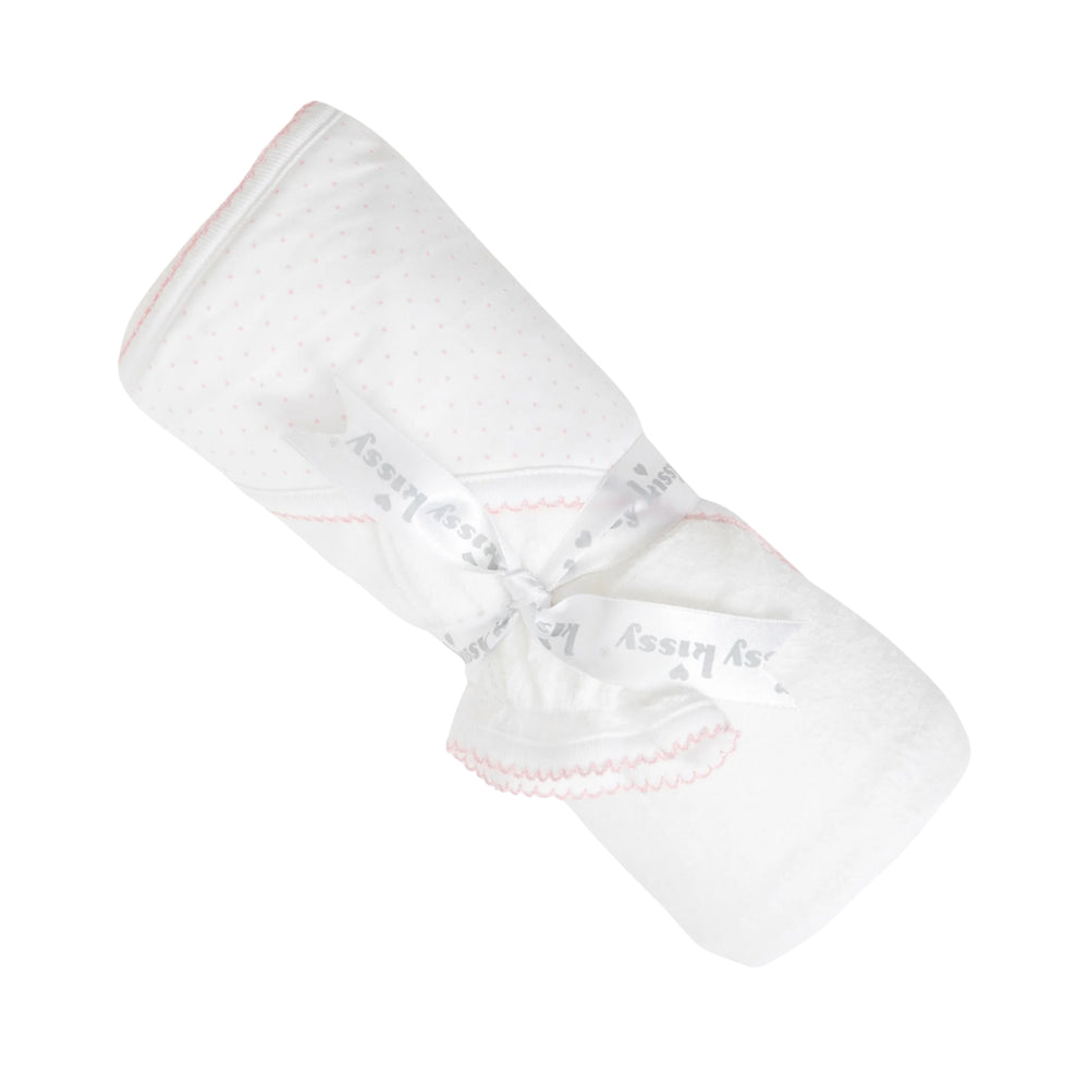 White with Pink Dots Towel with Mitt