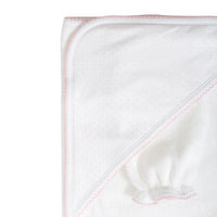 White with Pink Dots Towel with Mitt