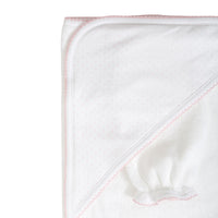 White with Pink Dots Towel with Mitt