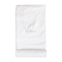 White with Pink Dots Towel with Mitt