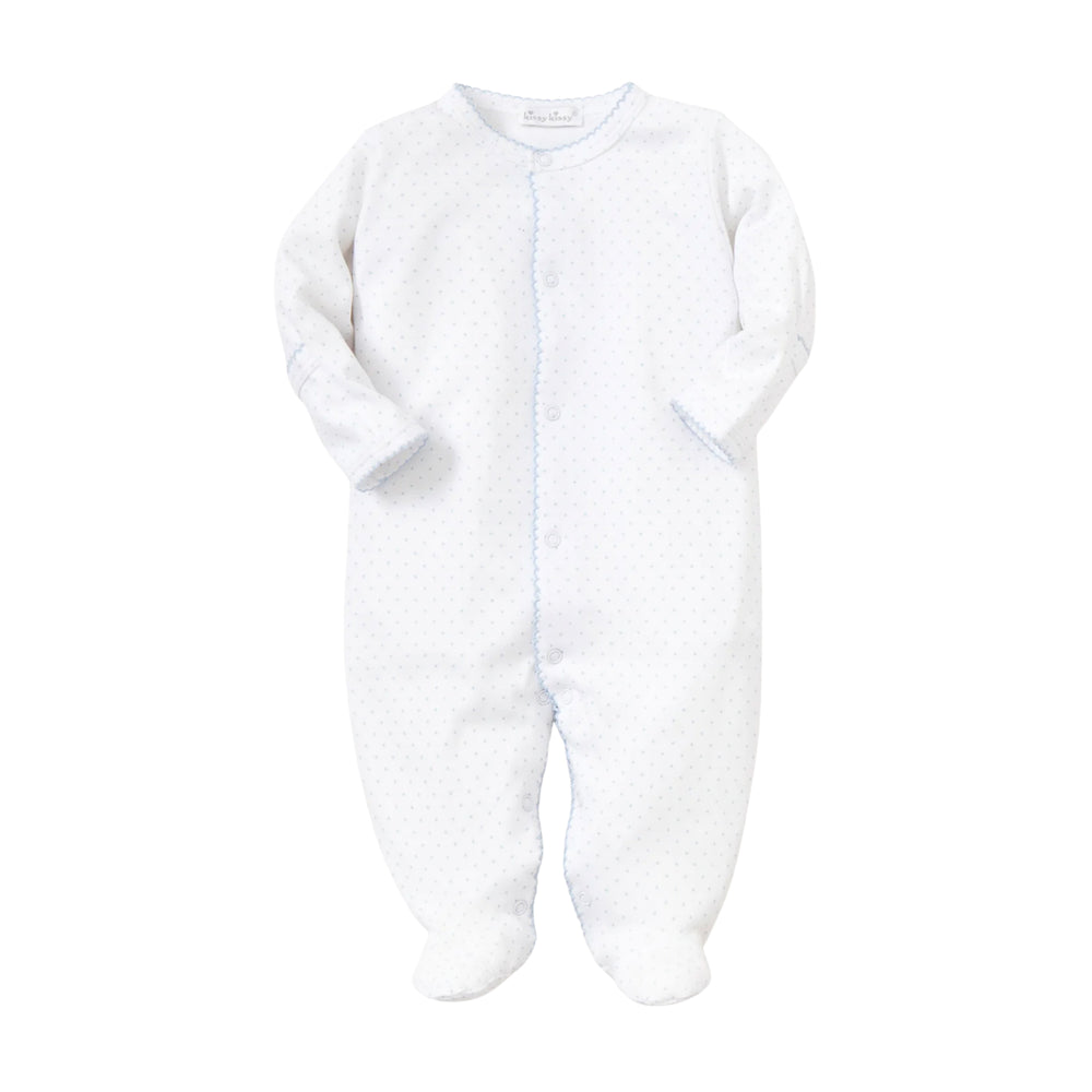 White with Light Blue Dots Footie
