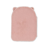 Back view of a  soft, fuzzy notebook cover in a dusty pink color, featuring small ear details on the top edge, shown against a plain white background.
