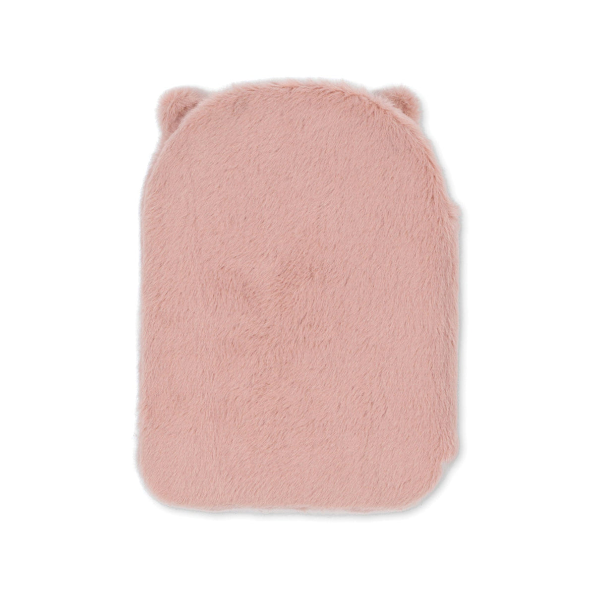 Back view of a  soft, fuzzy notebook cover in a dusty pink color, featuring small ear details on the top edge, shown against a plain white background.