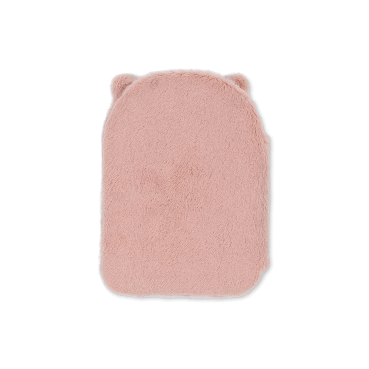 Back view of a  soft, fuzzy notebook cover in a dusty pink color, featuring small ear details on the top edge, shown against a plain white background.
