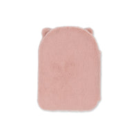 Back view of a  soft, fuzzy notebook cover in a dusty pink color, featuring small ear details on the top edge, shown against a plain white background.