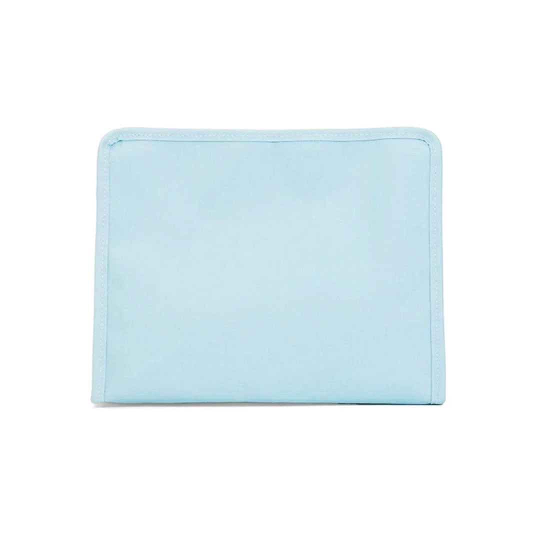 Light blue pouch on a white background.