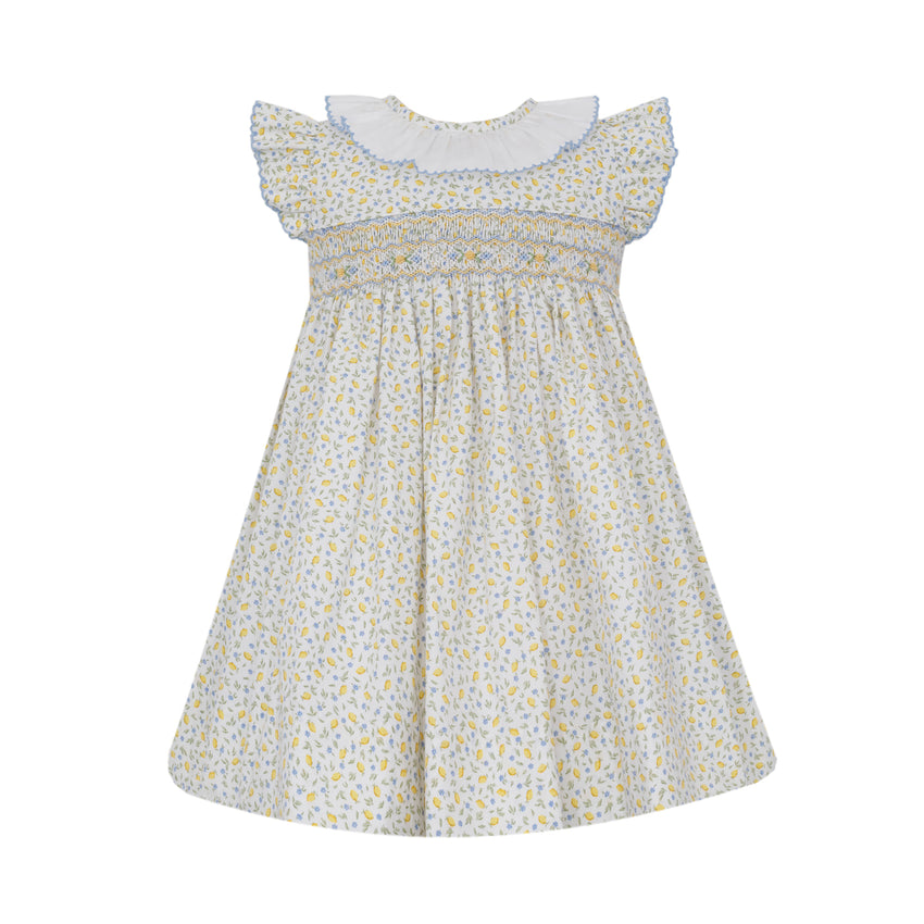 Lemon Print Dress with Ruffle Sleeves