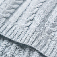 Pale Blue Horseshoe Cable Knit Blanket