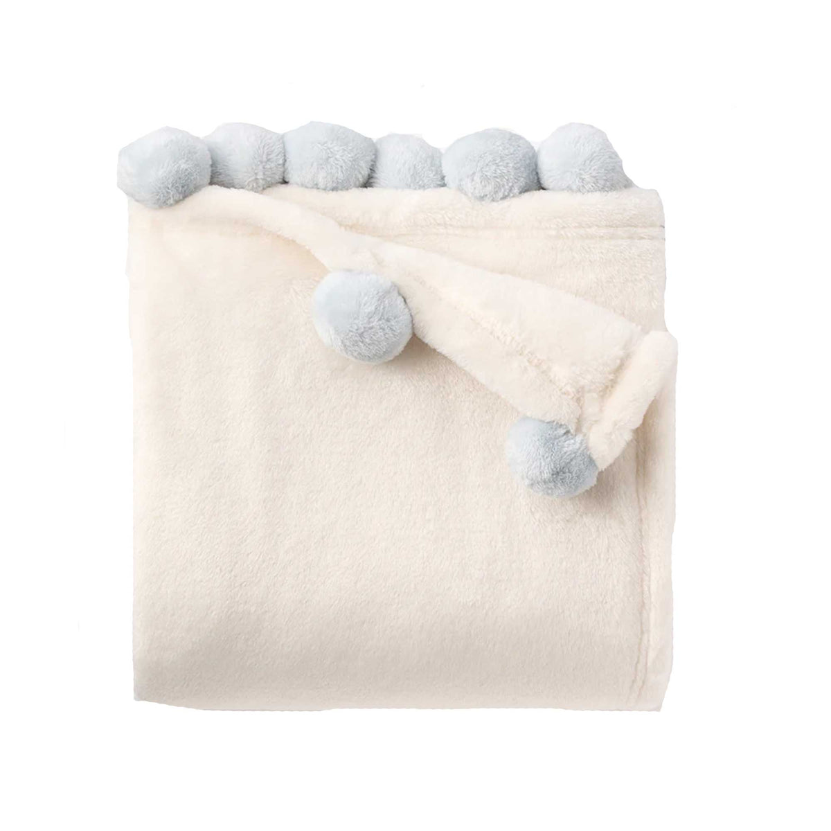 Blue Pom Fleece Blanket