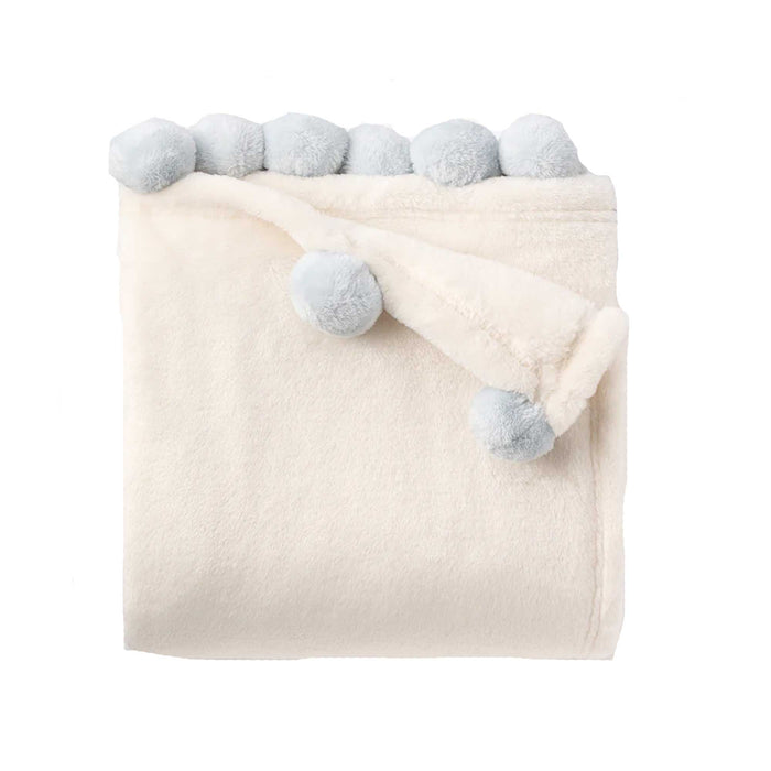 Blue Pom Fleece Blanket