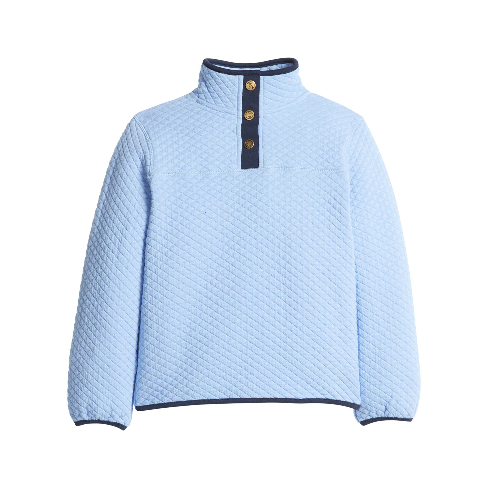Light Blue/Navy Classic Quilted Pullover