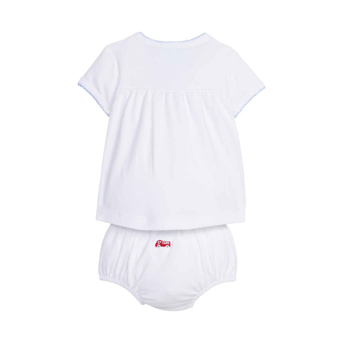 Fire Truck Pinpoint Layette Knit Set