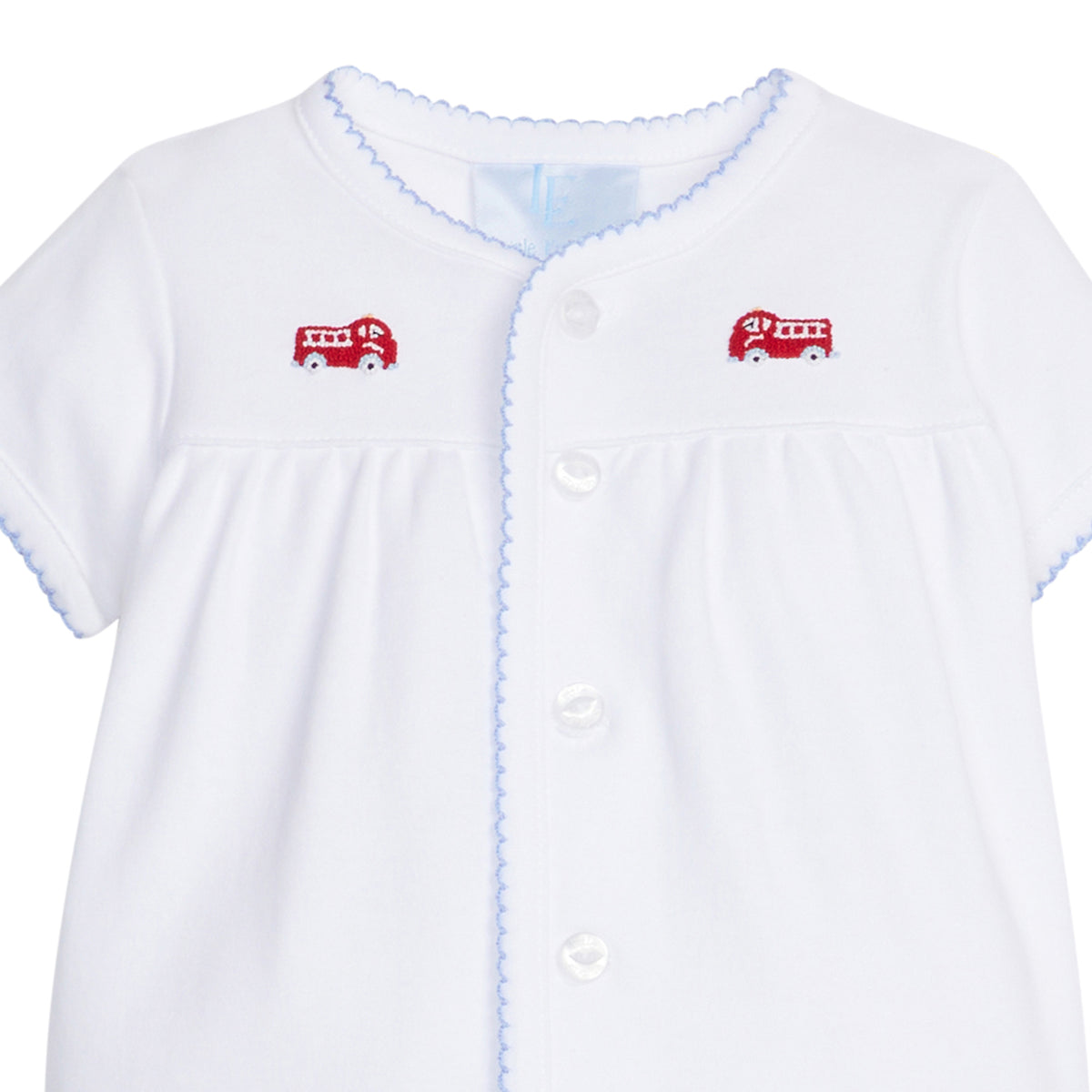 Fire Truck Pinpoint Layette Knit Set