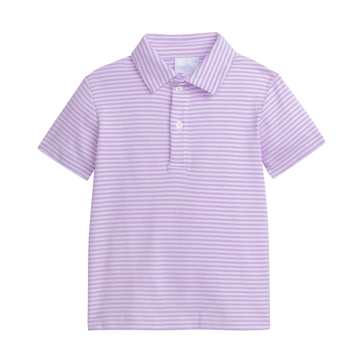 Purple striped polo shirt on a white background