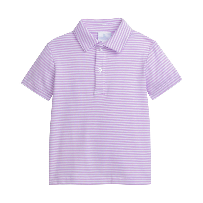 Short Sleeve Polo in Lavender Stripe