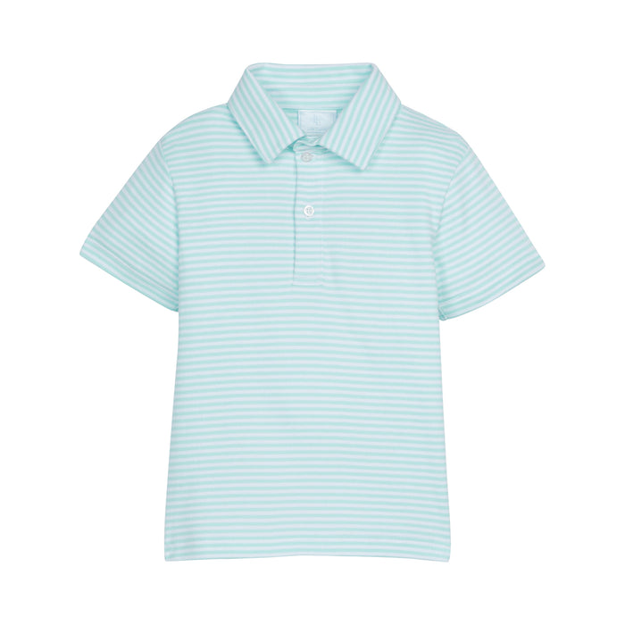 Aqua Stripe Polo Short Sleeve