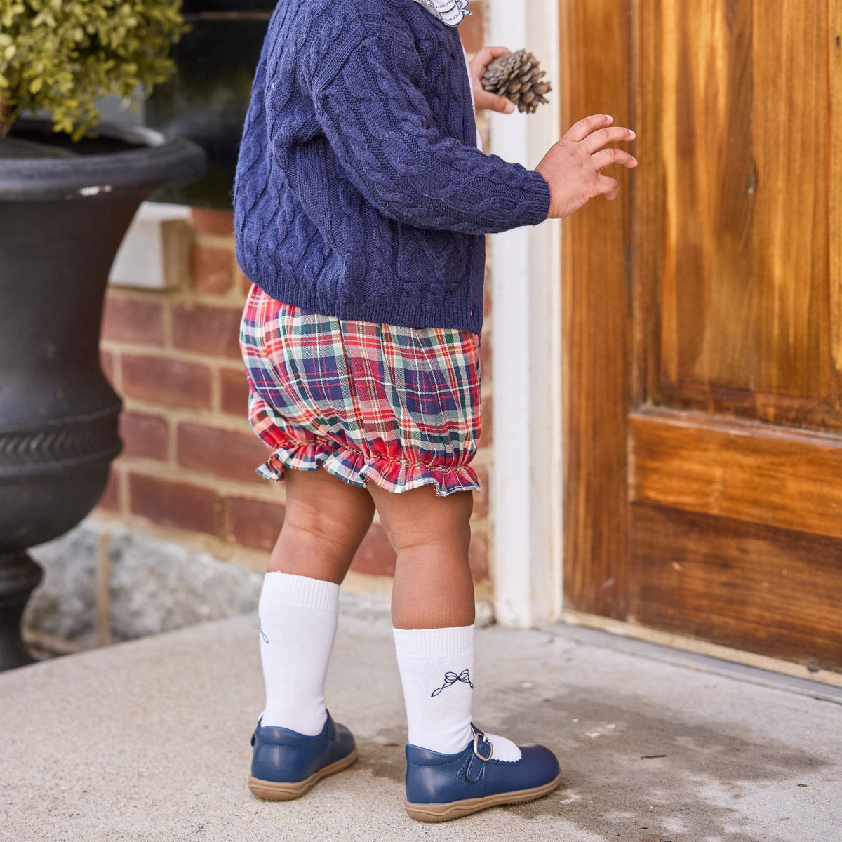 Knee High Socks with Navy Bow