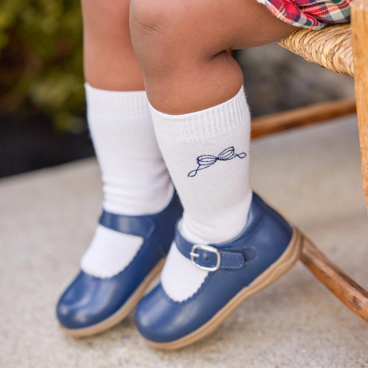 Knee High Socks with Navy Bow
