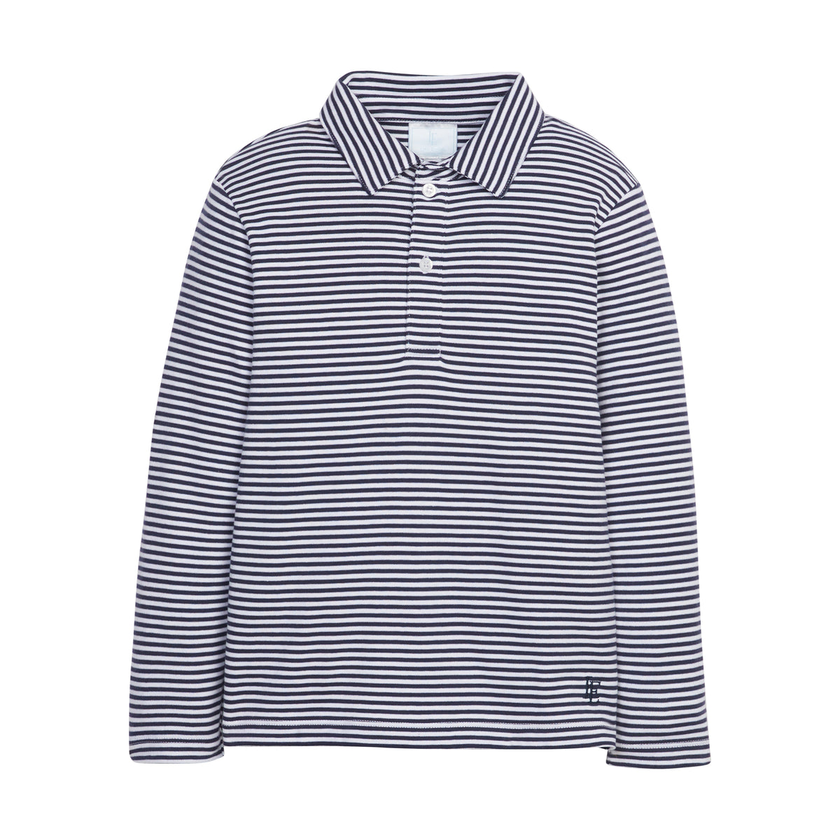 Navy Stripe Long Sleeve Polo