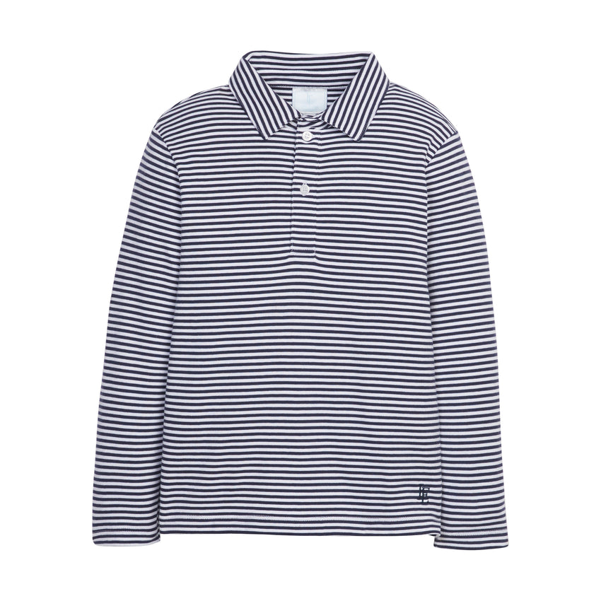 Navy Stripe Long Sleeve Polo