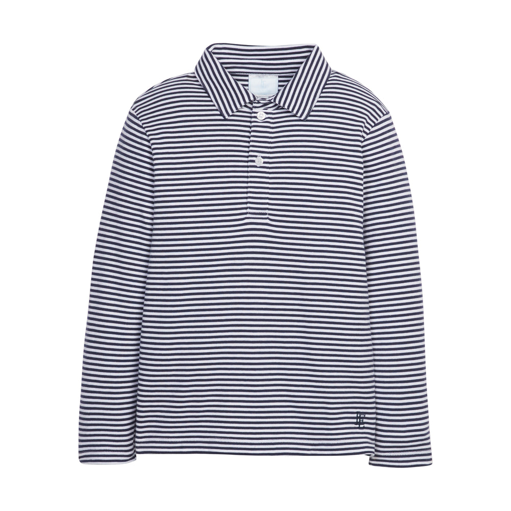 Navy Stripe Long Sleeve Polo