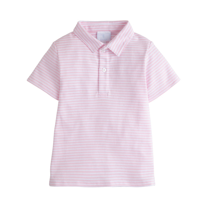 Pink Stripe Polo Short Sleeve