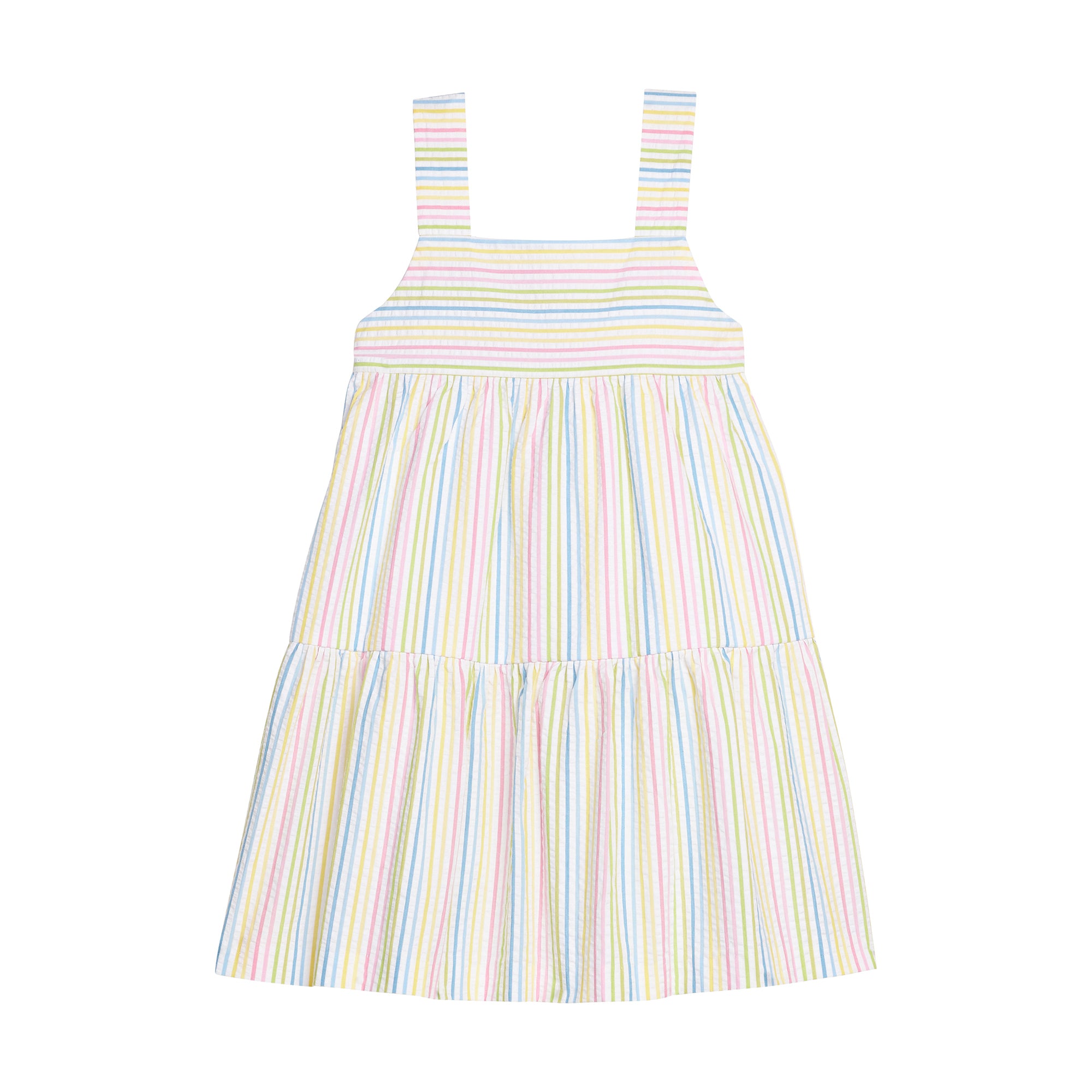 Georgia Dress in Rainbow Seersucker Stripe