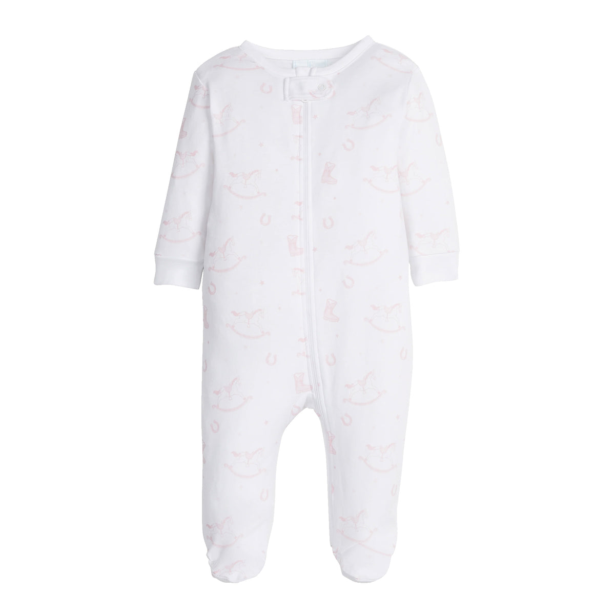 Pink Rocking Horse Zippered Footie