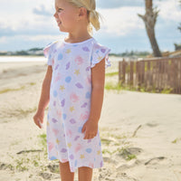 Angel Sleeve Dress in Sea Shells