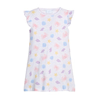 Angel Sleeve Dress in Sea Shells