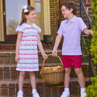 Short Sleeve Polo in Primary Stripe